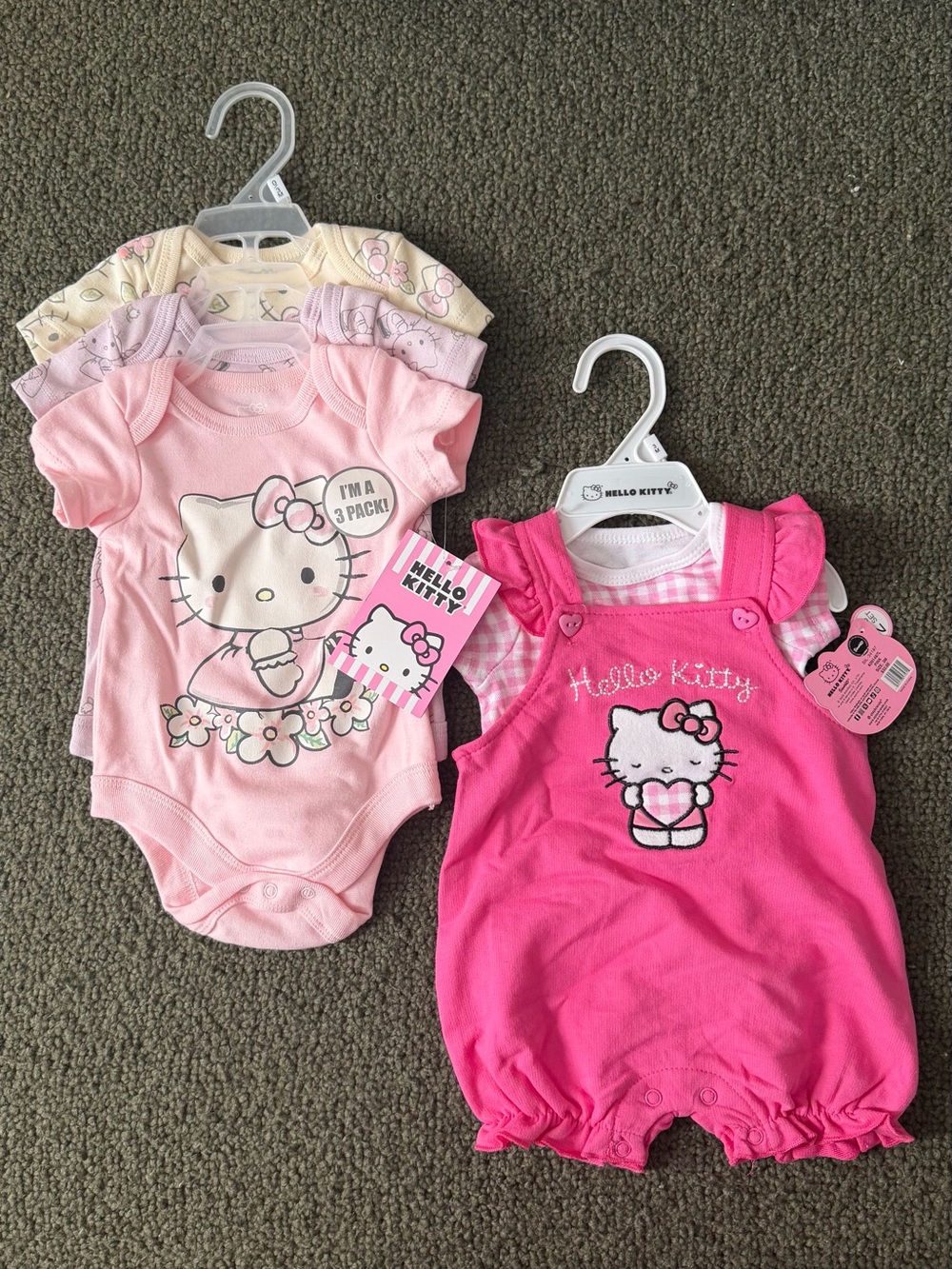 Hello Kitty Light Pink & Hot Pink Girls' One-Piece Bodysuit Set